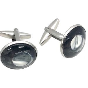 Cufflinks silver plated handcrafted glass